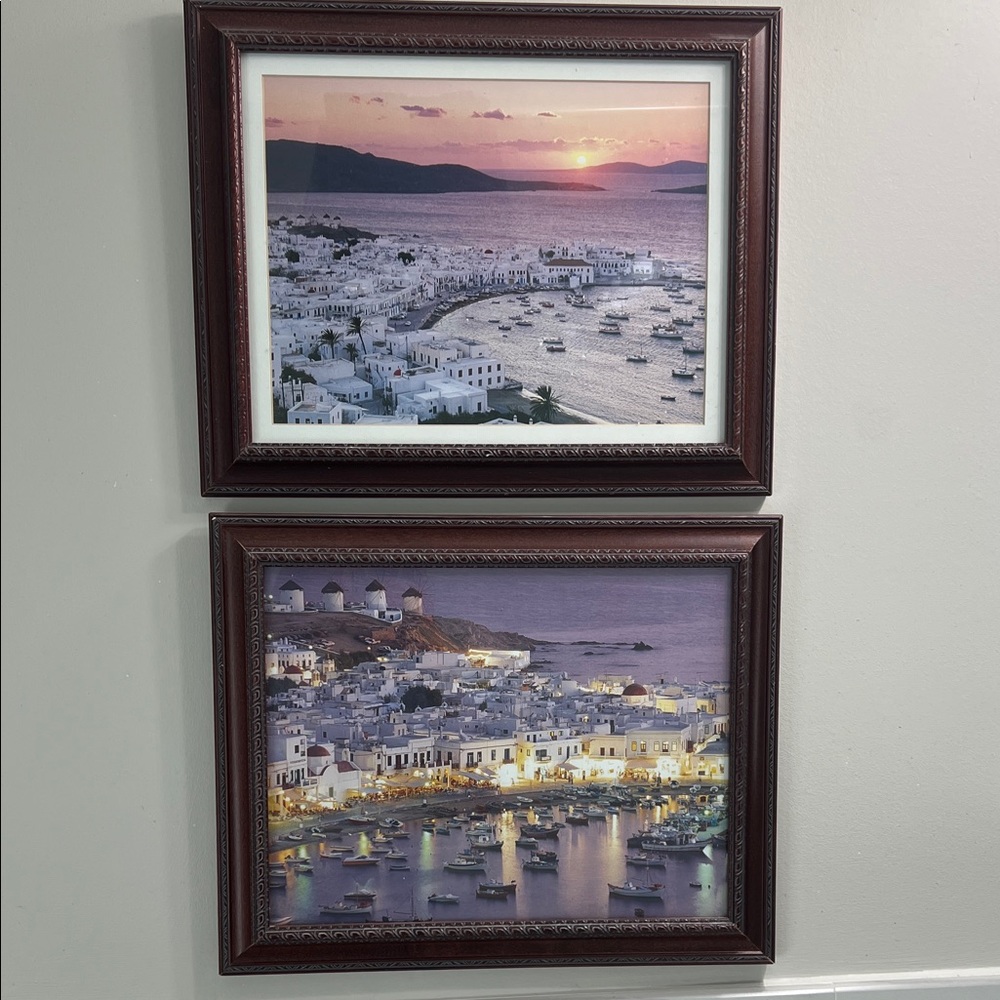 Custom Framed 2 Mykonos (Greece) Harbor at Sunset prints